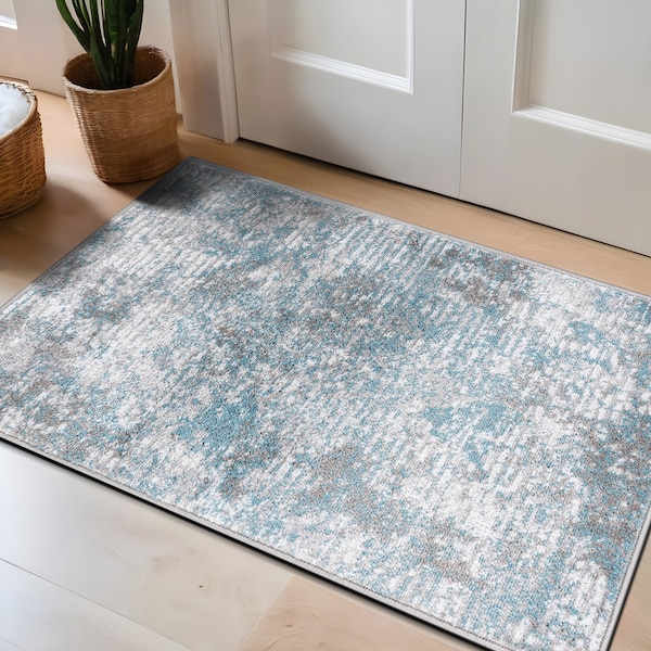 World Rug Gallery Modern Abstract Whispers Area Rug 2'x3' Blue 936BLUE2X3 - main